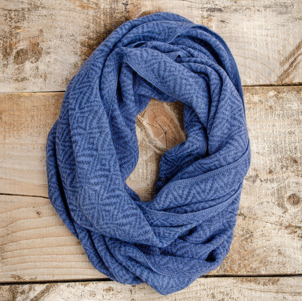 Alpaca Infinity scarf - True blue - Art Andina - Blue Infinity scarf - Alpaca Scarf - Tube scarf blue - Hooded circle scarf - Loop scarf - Warm knit scarf -Christmas gift alpaca scarf
