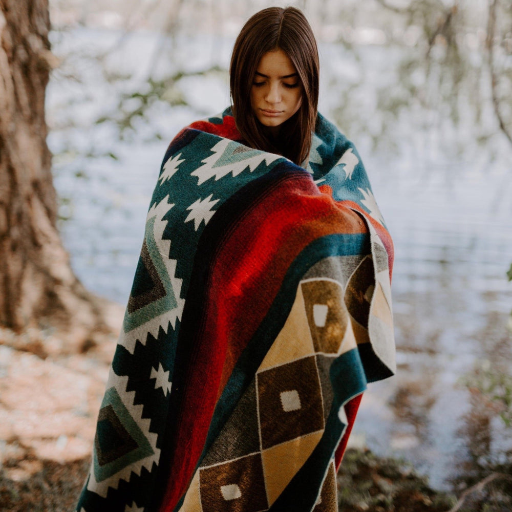 Alpaca wool blanket - Rio - Art Andina - Alpaca wool queen blanket - Large Aztec boho Blanket - Native Design Travel Blanket - Picnic Blanket - Boho Blanket - Southwestern Blanket